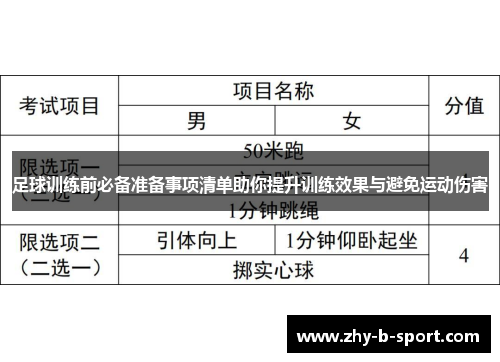 足球训练前必备准备事项清单助你提升训练效果与避免运动伤害 足球训练前必备准备事项清单助你提升训练效果与避免运动伤害